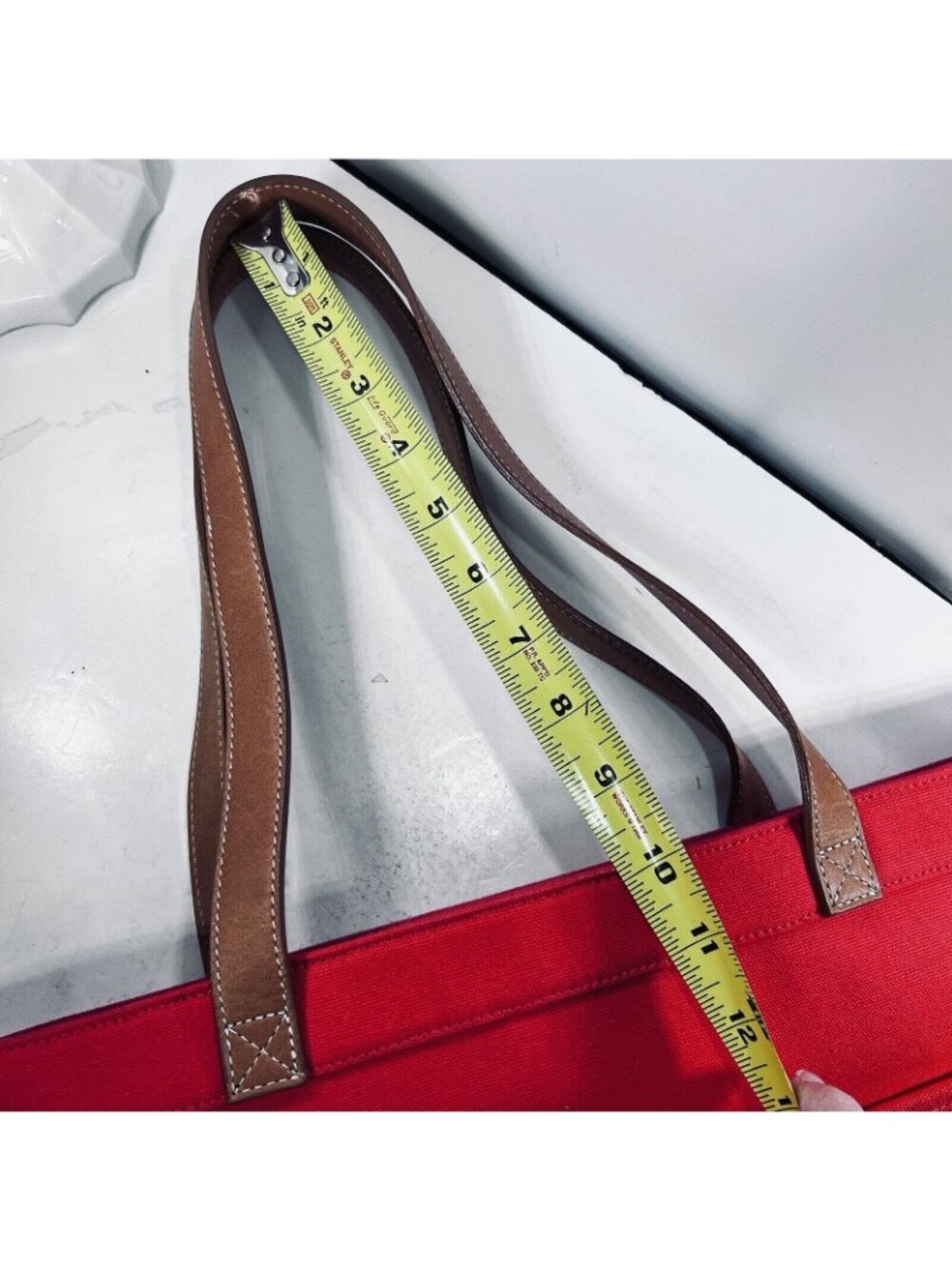 Fossil Orange Coated Canvas Purse Hand Bag Leather Handles Front Zip Pocket Tote - Picture 10 of 13
